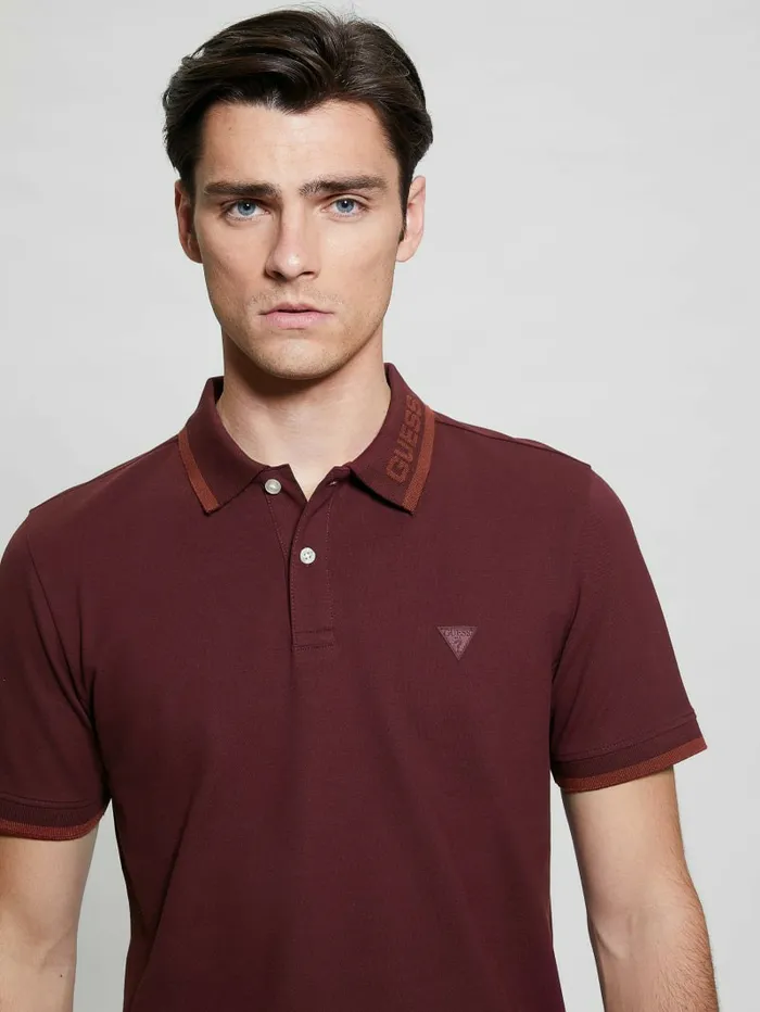 Shirts Eco Lyle Logo Polo Red Noir GUESS Men
