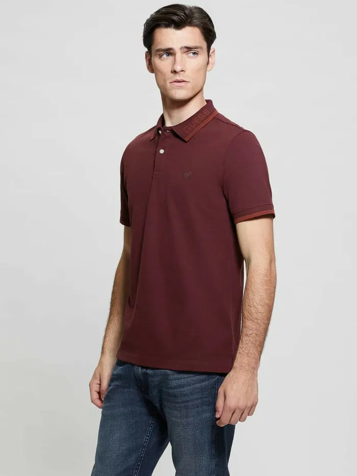 Shirts Eco Lyle Logo Polo Red Noir GUESS Men Shirts Eco Lyle Logo Polo Red Noir GUESS Men