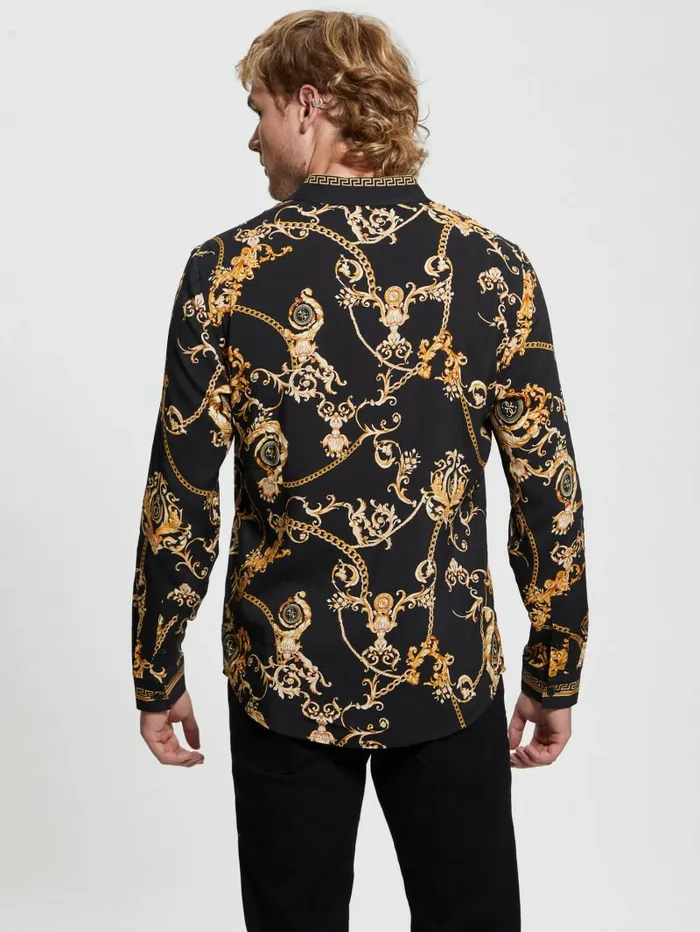 Shirts GUESS Men Eco Gold Chain Shirt Gold Chain Logo Shirts GUESS Men Eco Gold Chain Shirt Gold Chain Logo