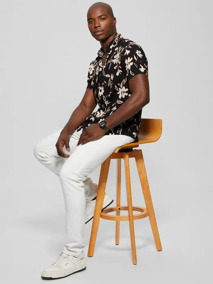 Shirts GUESS Men Eco Ikat Floral ShortSleeve Shirt Floral Ikat Black Shirts GUESS Men Eco Ikat Floral ShortSleeve Shirt Floral Ikat Black
