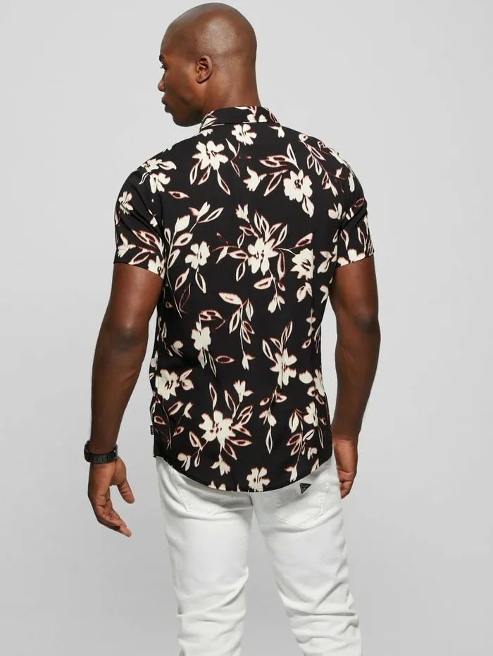 Shirts GUESS Men Eco Ikat Floral ShortSleeve Shirt Floral Ikat Black Shirts GUESS Men Eco Ikat Floral ShortSleeve Shirt Floral Ikat Black