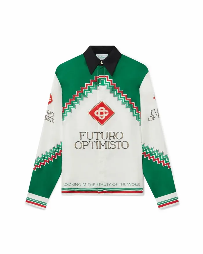 Shirts Men Casablanca Paris Futuro Optimisto Silk Shirt