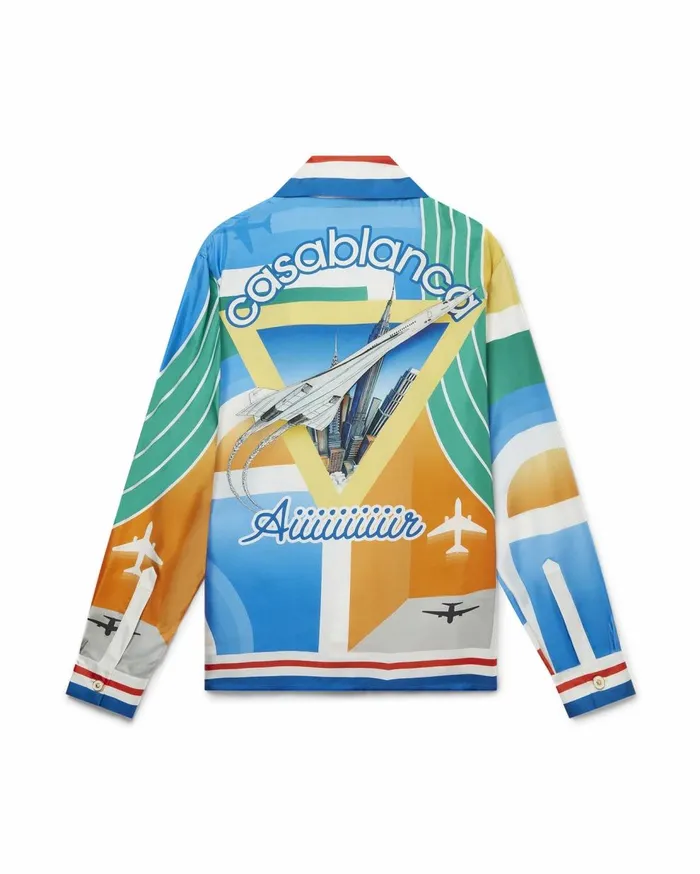 Shirts Men Casablanca Paris L039 Aeroport Silk Shirt
