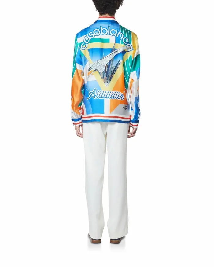 Shirts Men Casablanca Paris L039 Aeroport Silk Shirt