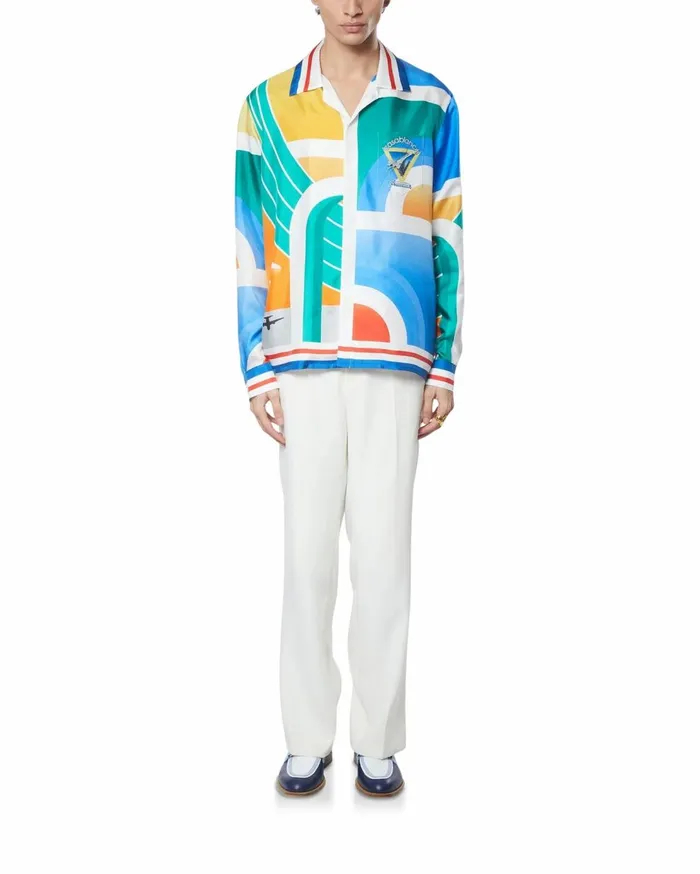 Shirts Men Casablanca Paris L039 Aeroport Silk Shirt