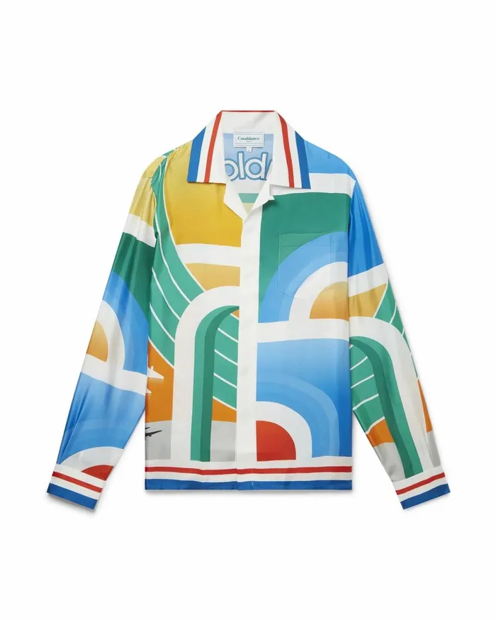Shirts Men Casablanca Paris L039 Aeroport Silk Shirt