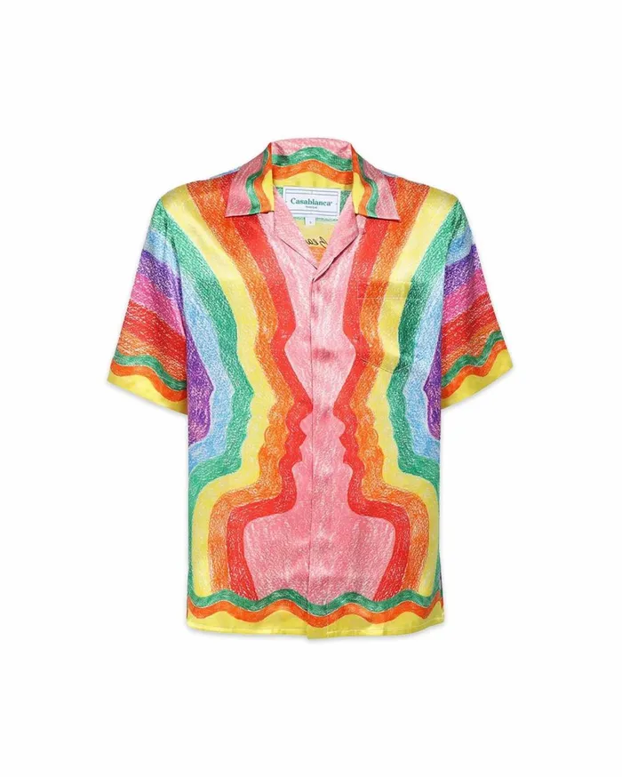 Shirts Men Casablanca Paris Mind Vibrations Silk Shirt