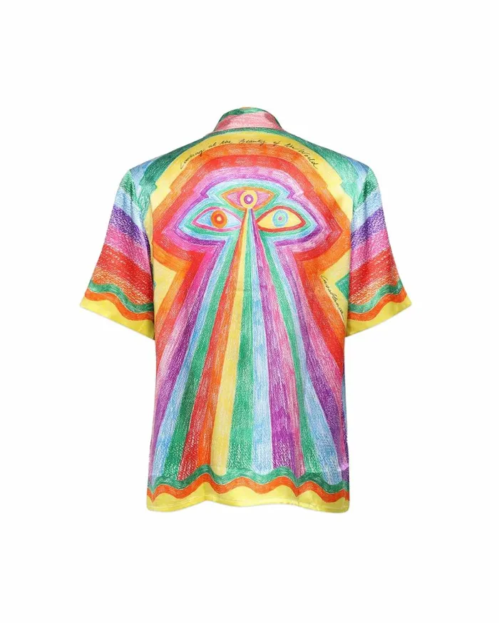 Shirts Men Casablanca Paris Mind Vibrations Silk Shirt