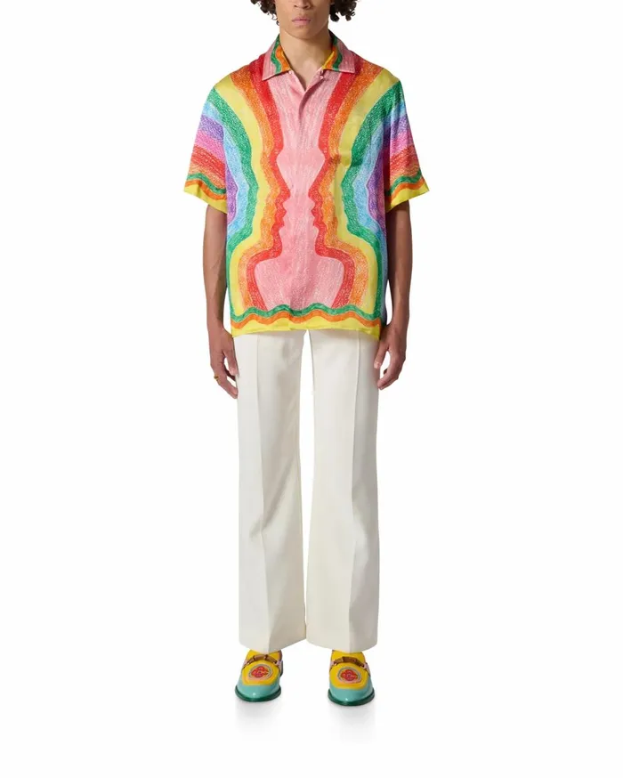 Shirts Men Casablanca Paris Mind Vibrations Silk Shirt