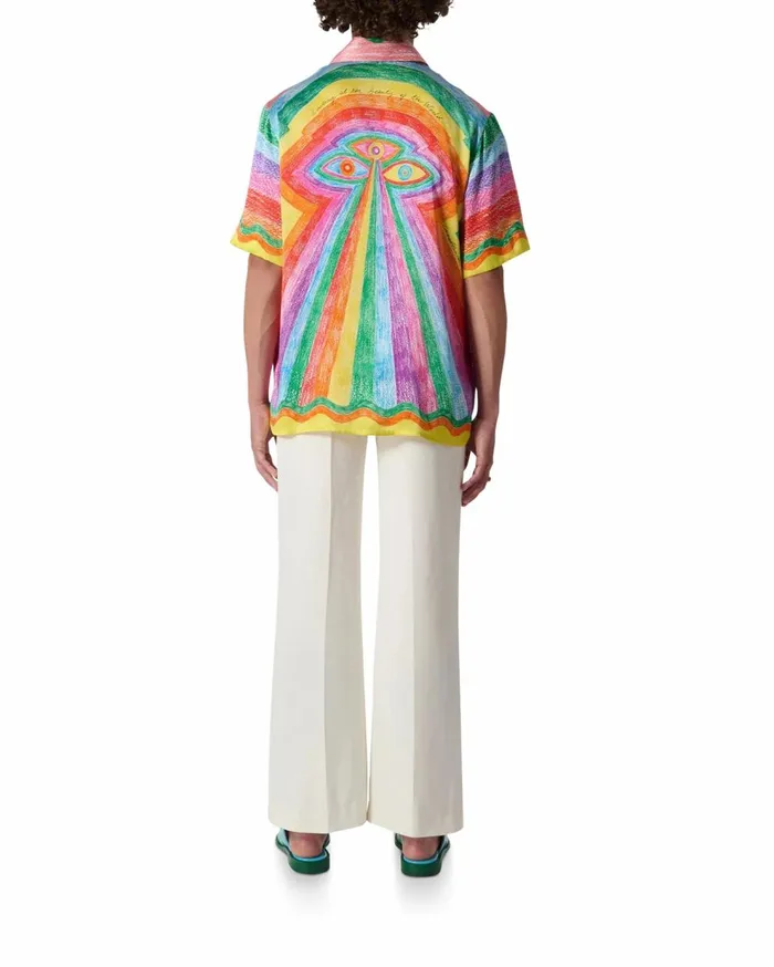 Shirts Men Casablanca Paris Mind Vibrations Silk Shirt