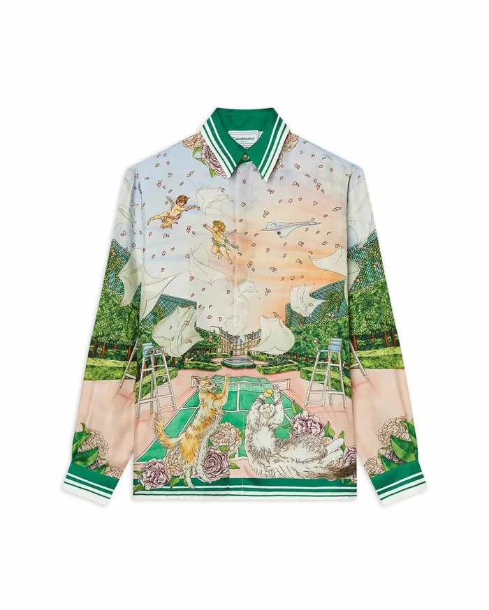 Shirts Men Casablanca Paris Tennis Club Prive Silk Shirt