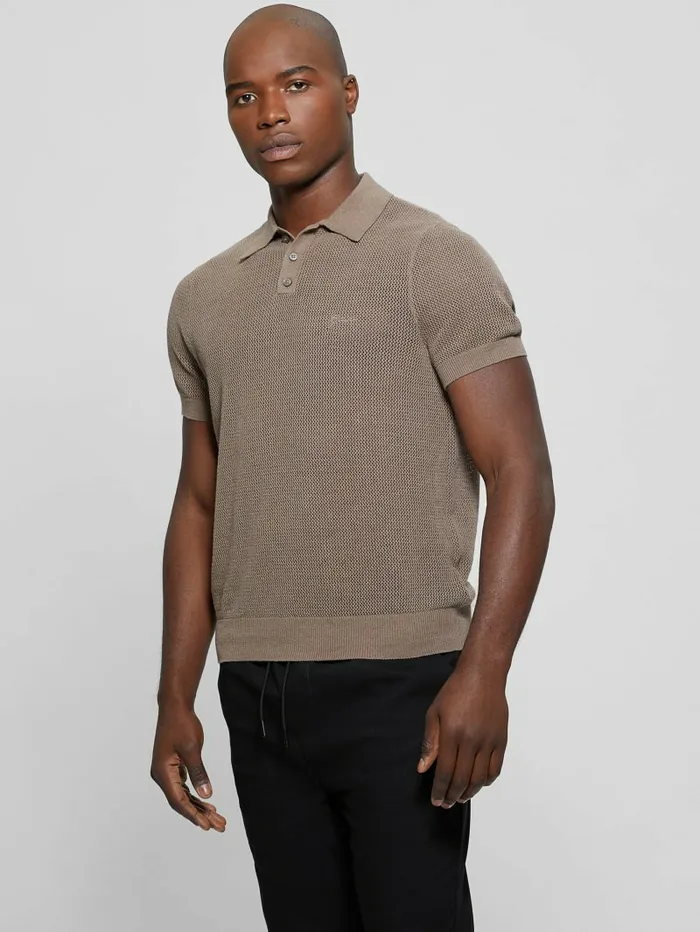 Shirts Men Eco Lenny OpenStitch Polo Walnut Shell GUESS Shirts Men Eco Lenny OpenStitch Polo Walnut Shell GUESS