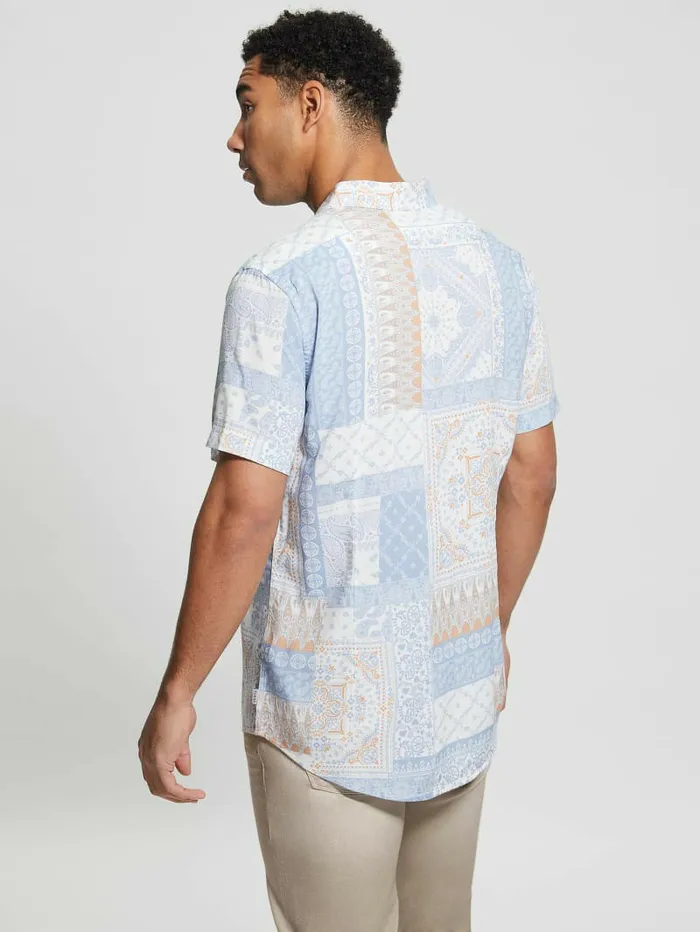 Shirts Men Eco Rayon Patchwork Shirt Patchwork Tile GUESS