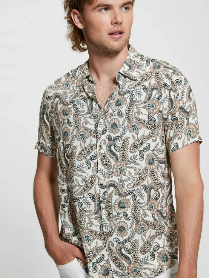 Shirts Men GUESS Eco Paisley Shirt Paisley Floral Shirts Men GUESS Eco Paisley Shirt Paisley Floral