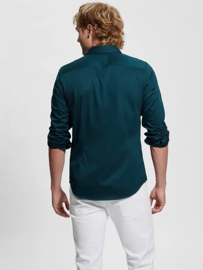 Shirts Men Luxe Stretch Shirt Dark Jade GUESS Shirts Men Luxe Stretch Shirt Dark Jade GUESS
