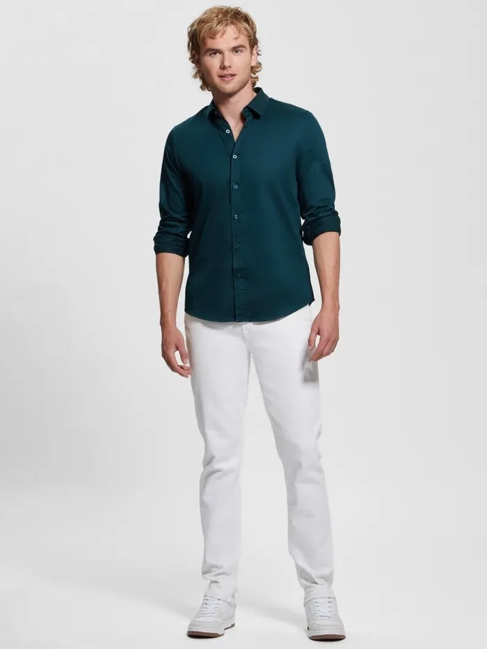 Shirts Men Luxe Stretch Shirt Dark Jade GUESS Shirts Men Luxe Stretch Shirt Dark Jade GUESS