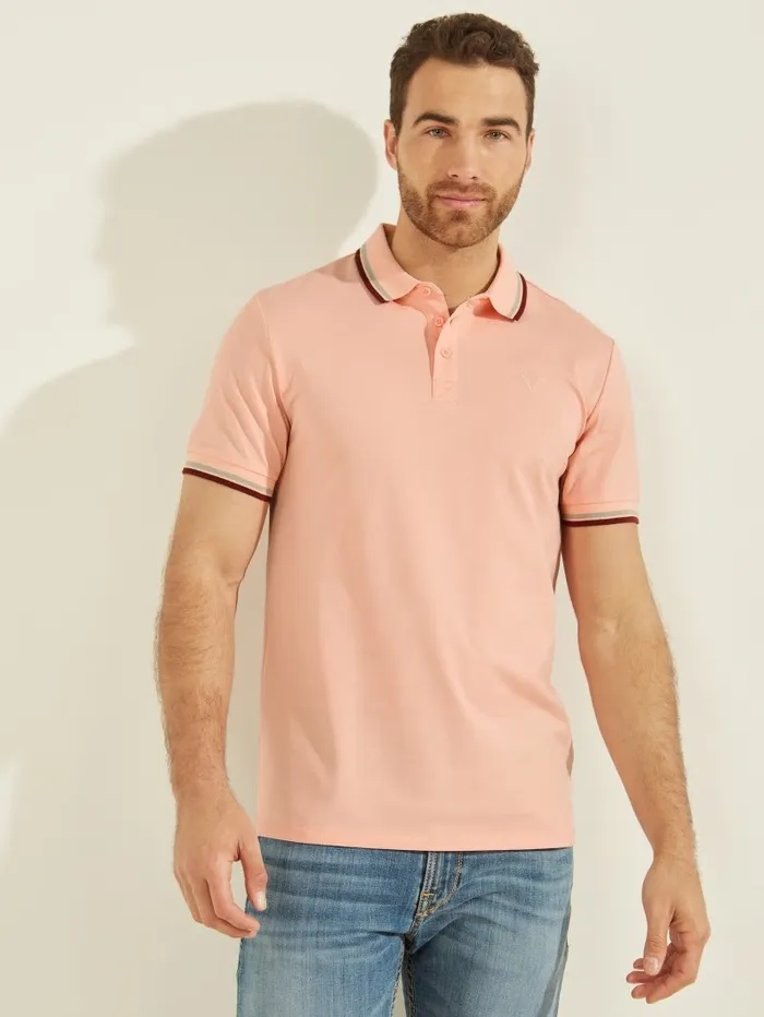 Shirts Men Sports Pique Polo Blossom Light Pink GUESS