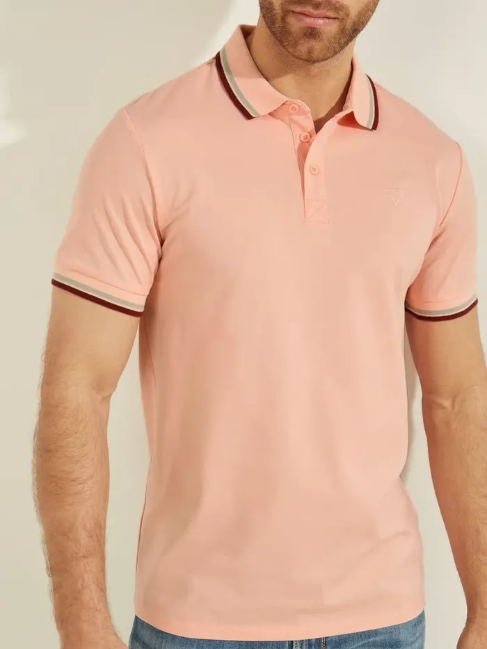 Shirts Men Sports Pique Polo Blossom Light Pink GUESS Shirts Men Sports Pique Polo Blossom Light Pink GUESS
