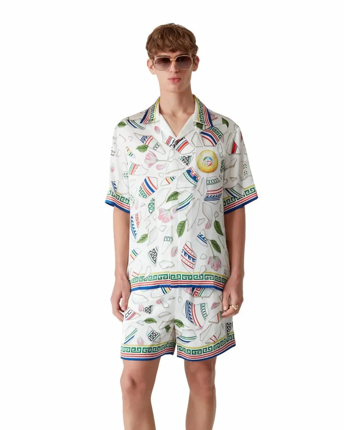 Shirts MenWomen Casablanca Paris Le Vase Brise Silk Shirt