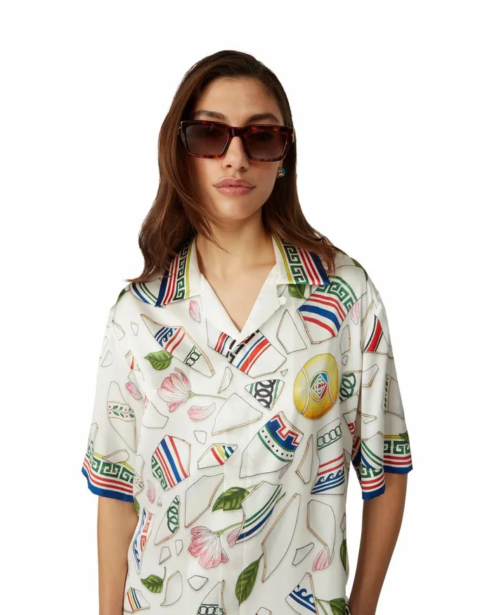 Shirts MenWomen Casablanca Paris Le Vase Brise Silk Shirt