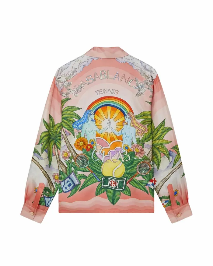 Shirts MenWomen Casablanca Paris Paix Et Amour Tennis Club Silk Shirt