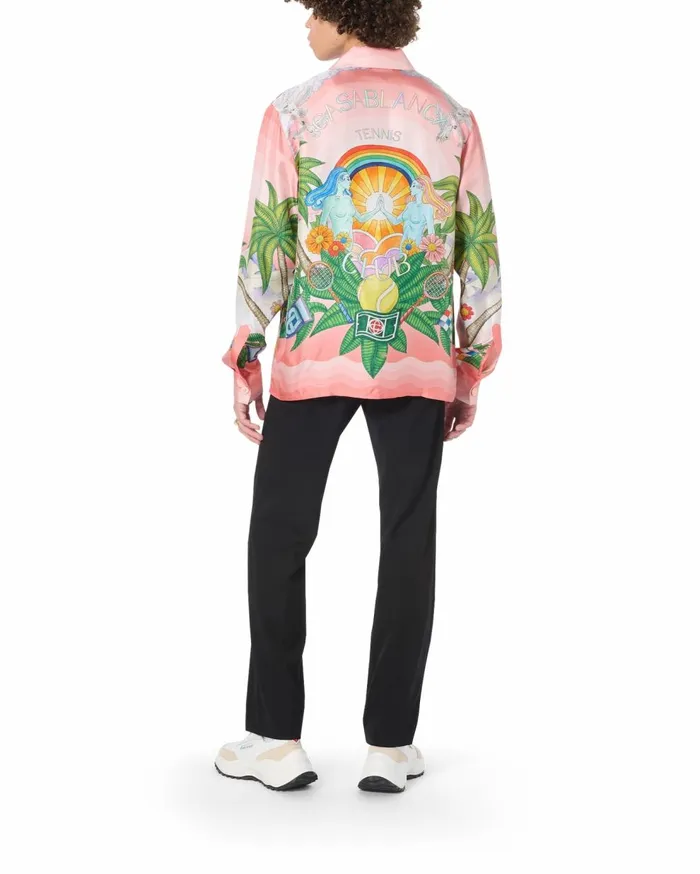 Shirts MenWomen Casablanca Paris Paix Et Amour Tennis Club Silk Shirt Shirts MenWomen Casablanca Paris Paix Et Amour Tennis Club Silk Shirt