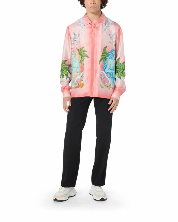 Shirts MenWomen Casablanca Paris Paix Et Amour Tennis Club Silk Shirt Shirts MenWomen Casablanca Paris Paix Et Amour Tennis Club Silk Shirt