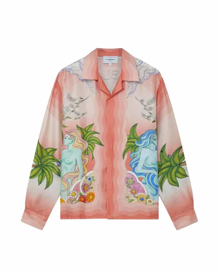 Shirts MenWomen Casablanca Paris Paix Et Amour Tennis Club Silk Shirt Shirts MenWomen Casablanca Paris Paix Et Amour Tennis Club Silk Shirt