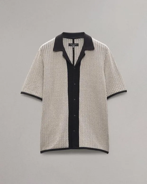 Shirts rag and bone Men Harvey Knit Camp Shirt Light TanSalute