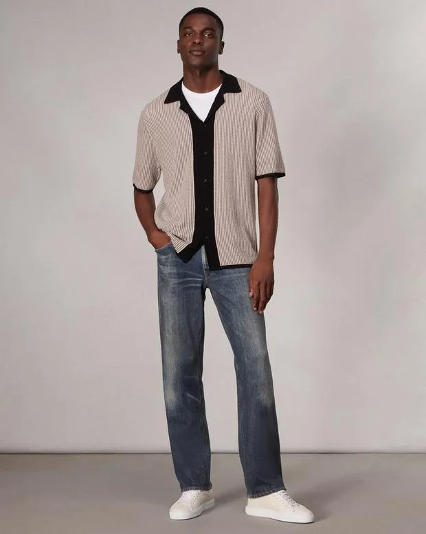 Shirts rag and bone Men Harvey Knit Camp Shirt Light TanSalute