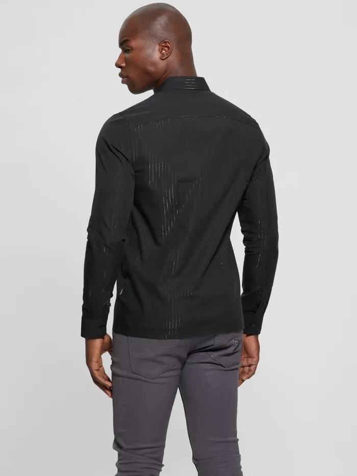 Shirts Sunset Lurex Shirt Yd Jet Black Black Lure GUESS Men Shirts Sunset Lurex Shirt Yd Jet Black Black Lure GUESS Men