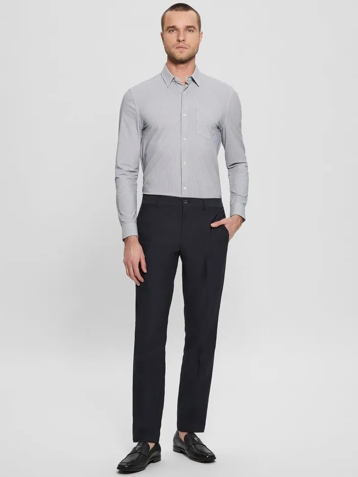 Shirts Sunset TechStretch Shirt WhtBlue Pinstripe 8211 GUESS Men Shirts Sunset TechStretch Shirt WhtBlue Pinstripe 8211 GUESS Men