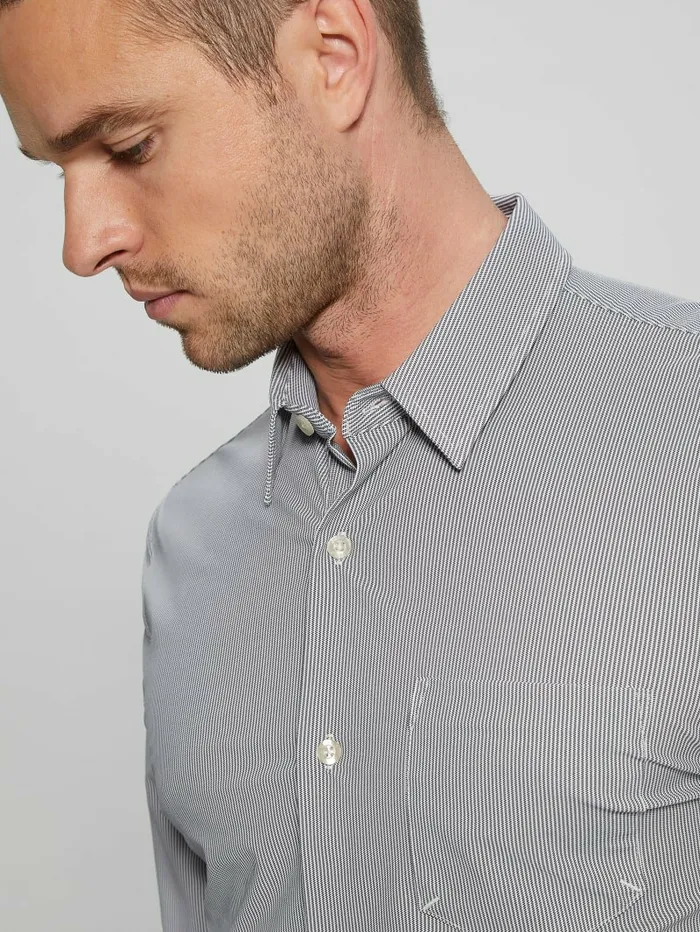 Shirts Sunset TechStretch Shirt WhtBlue Pinstripe 8211 GUESS Men Shirts Sunset TechStretch Shirt WhtBlue Pinstripe 8211 GUESS Men