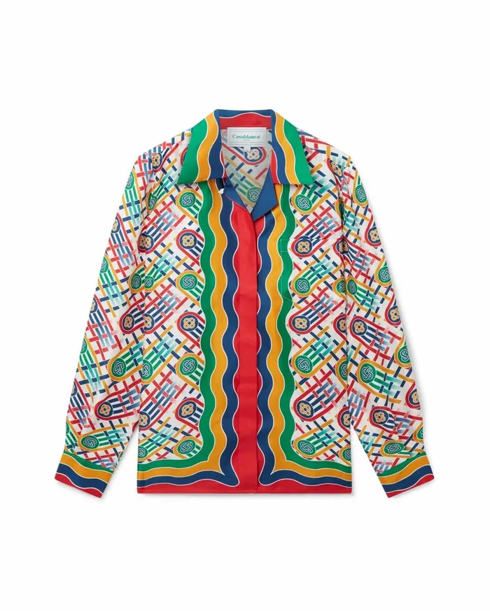 Shirts Women Casablanca Paris Tennis Monogram Silk Shirt
