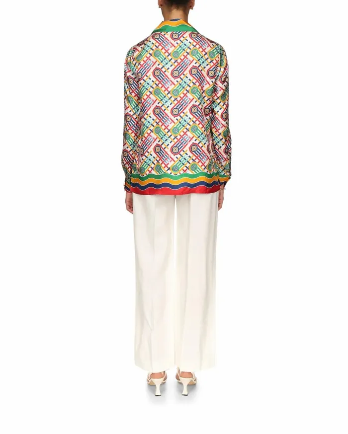 Shirts Women Casablanca Paris Tennis Monogram Silk Shirt