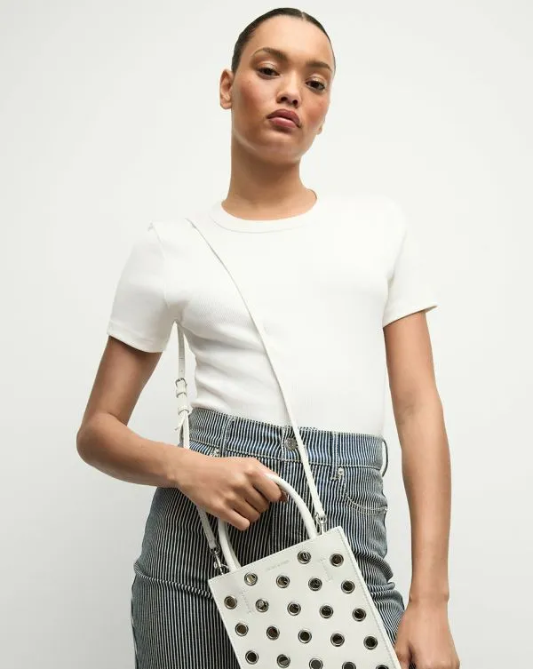 Shopper Bag With Grommet Detailing Offwhiteandsilver Women Veronica Beard Handbags Shopper Bag With Grommet Detailing Offwhiteandsilver Women Veronica Beard Handbags