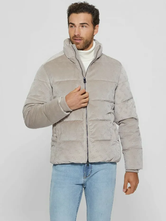 Signature Puffer Jacket Pasadena Stone 4g Logo Men Jackets and Coats GUESS Signature Puffer Jacket Pasadena Stone 4g Logo Men Jackets and Coats GUESS