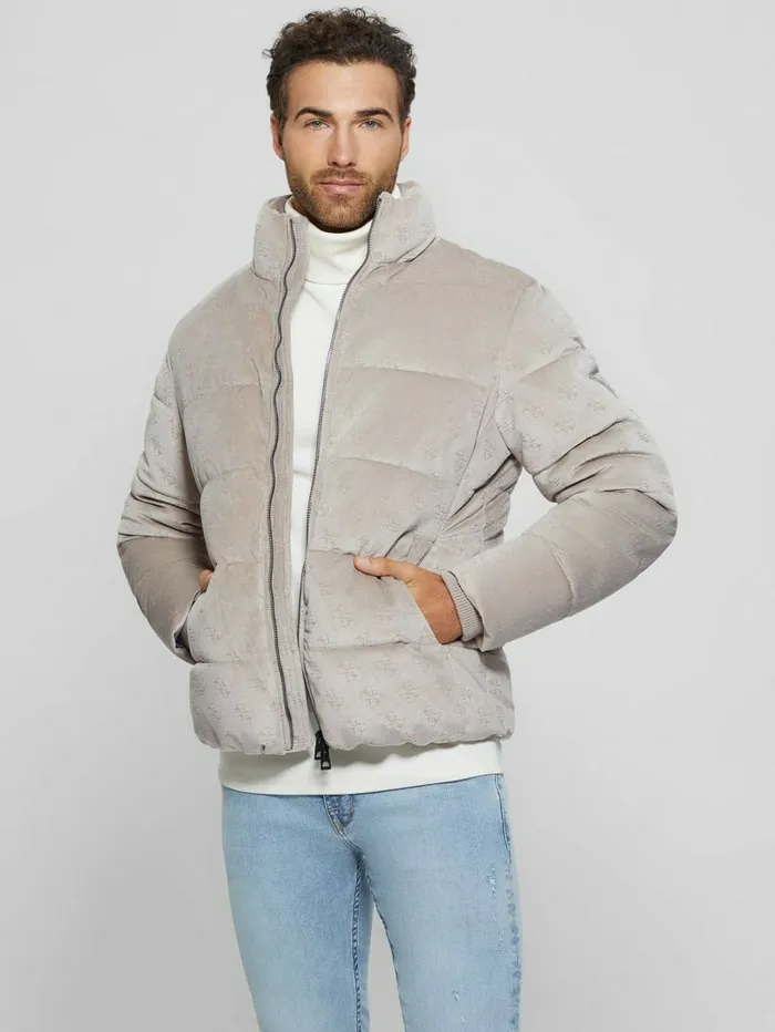 Signature Puffer Jacket Pasadena Stone 4g Logo Men Jackets and Coats GUESS Signature Puffer Jacket Pasadena Stone 4g Logo Men Jackets and Coats GUESS