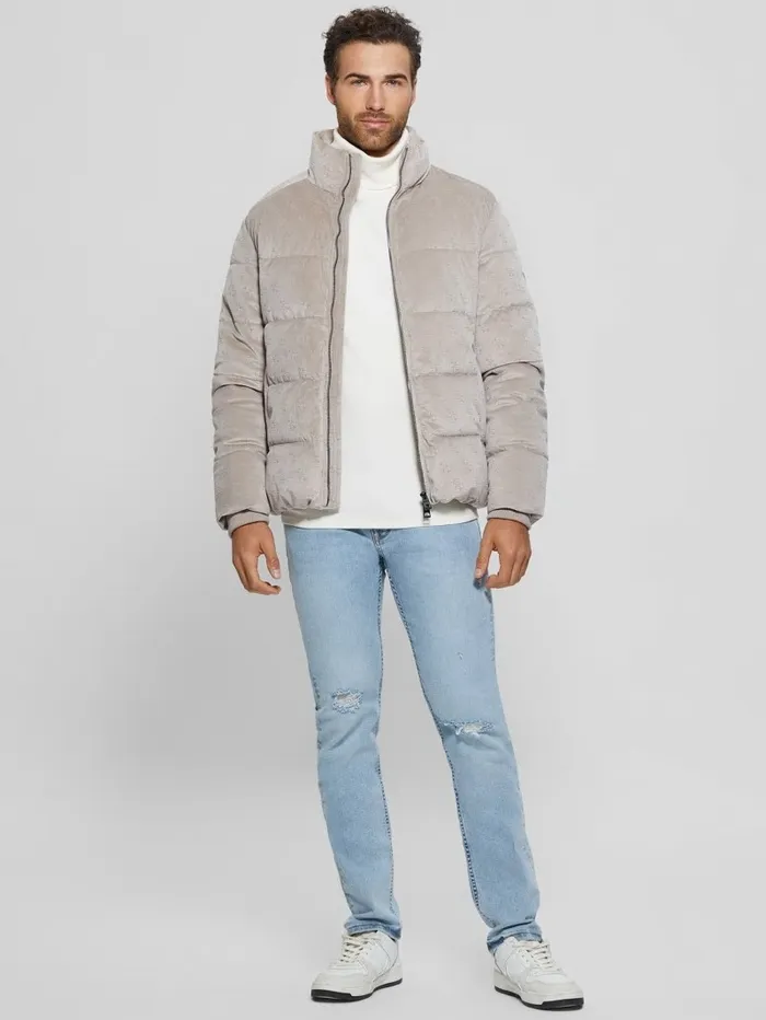 Signature Puffer Jacket Pasadena Stone 4g Logo Men Jackets and Coats GUESS Signature Puffer Jacket Pasadena Stone 4g Logo Men Jackets and Coats GUESS