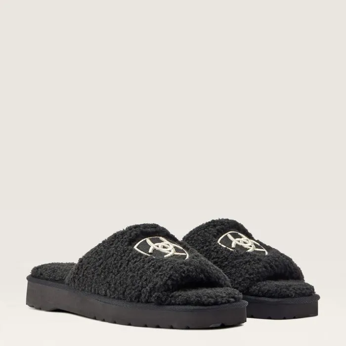 Slippers Women Ariat Cozy Chic Square Toe Slipper Fuzzy Black