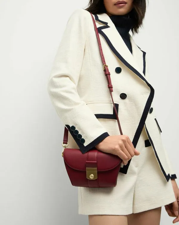 Small Crest Lock Trap Bag Oxblood Women Veronica Beard Handbags Small Crest Lock Trap Bag Oxblood Women Veronica Beard Handbags