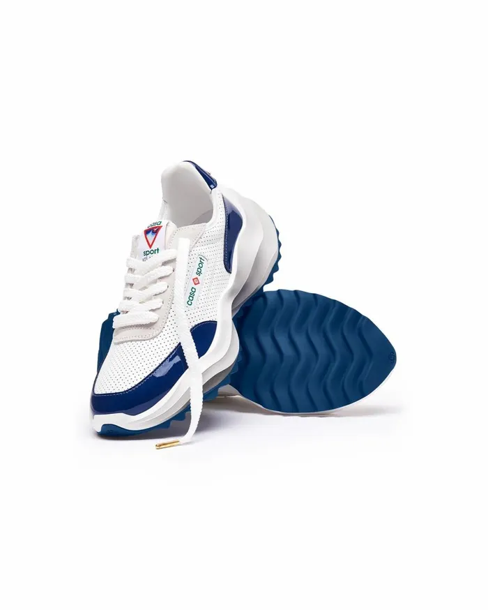 Sneakers Men Casablanca Paris Atlantis White and Midnight Navy Sneaker
