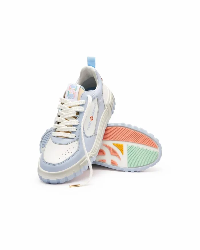 Sneakers Women Casablanca Paris Court White and Powder Blue Sneaker