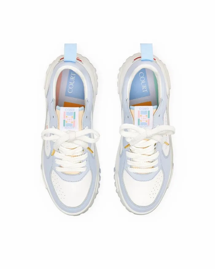 Sneakers Women Casablanca Paris Court White and Powder Blue Sneaker