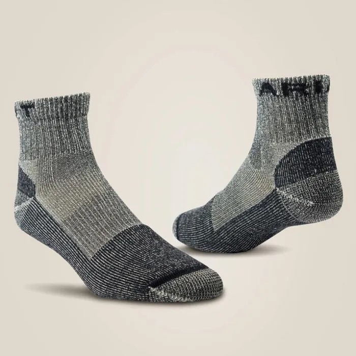Socks Men Ariat Lightweight Merino Wool Blend Quarter Crew Steel Toe Work Sock 2 Pair Pack Grey Socks Men Ariat Lightweight Merino Wool Blend Quarter Crew Steel Toe Work Sock 2 Pair Pack Grey