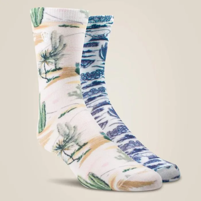 Socks Women Ariat Arid Landscape Crew Sock 2 Pair Multi Color Pack Cactuswestern Toile Socks Women Ariat Arid Landscape Crew Sock 2 Pair Multi Color Pack Cactuswestern Toile