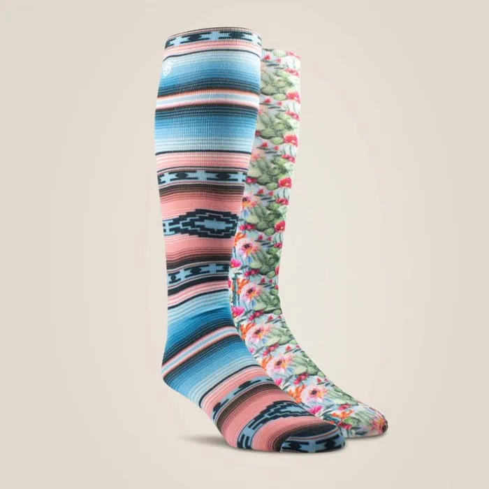 Socks Women Ariat Southwest Flow Knee High Sock 2 Pair Multi Color Pack