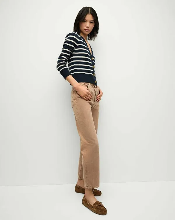 Solene Striped Cashmere Cardigan Navyandivory Women Veronica Beard Sweaters Solene Striped Cashmere Cardigan Navyandivory Women Veronica Beard Sweaters