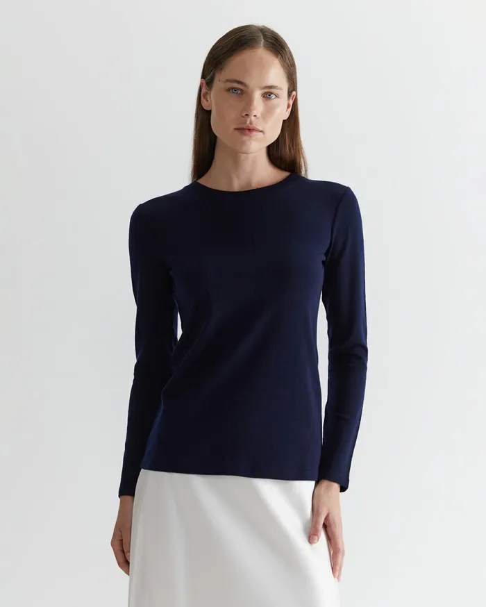 Sportscraft Addison Babywool Top Navy Women Tops and Tees
