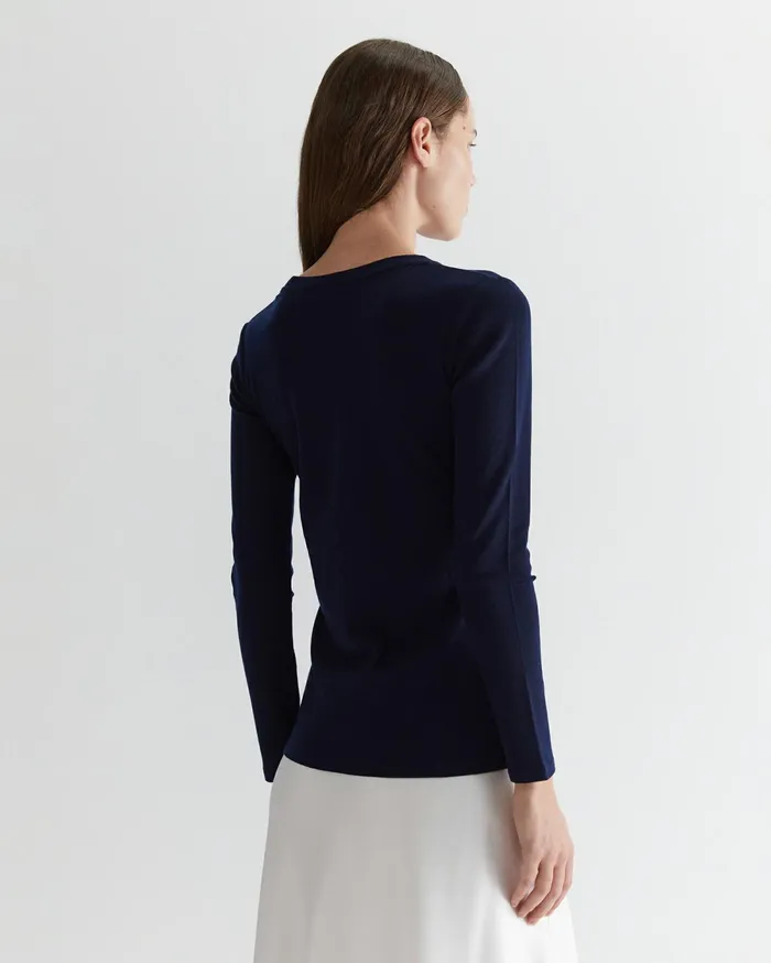 Sportscraft Addison Babywool Top Navy Women Tops and Tees
